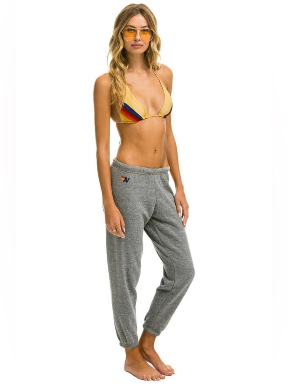 Aviator Nation 5 Stripe Sweatpants in Heather Grey, Size S - Picture 2 of 13